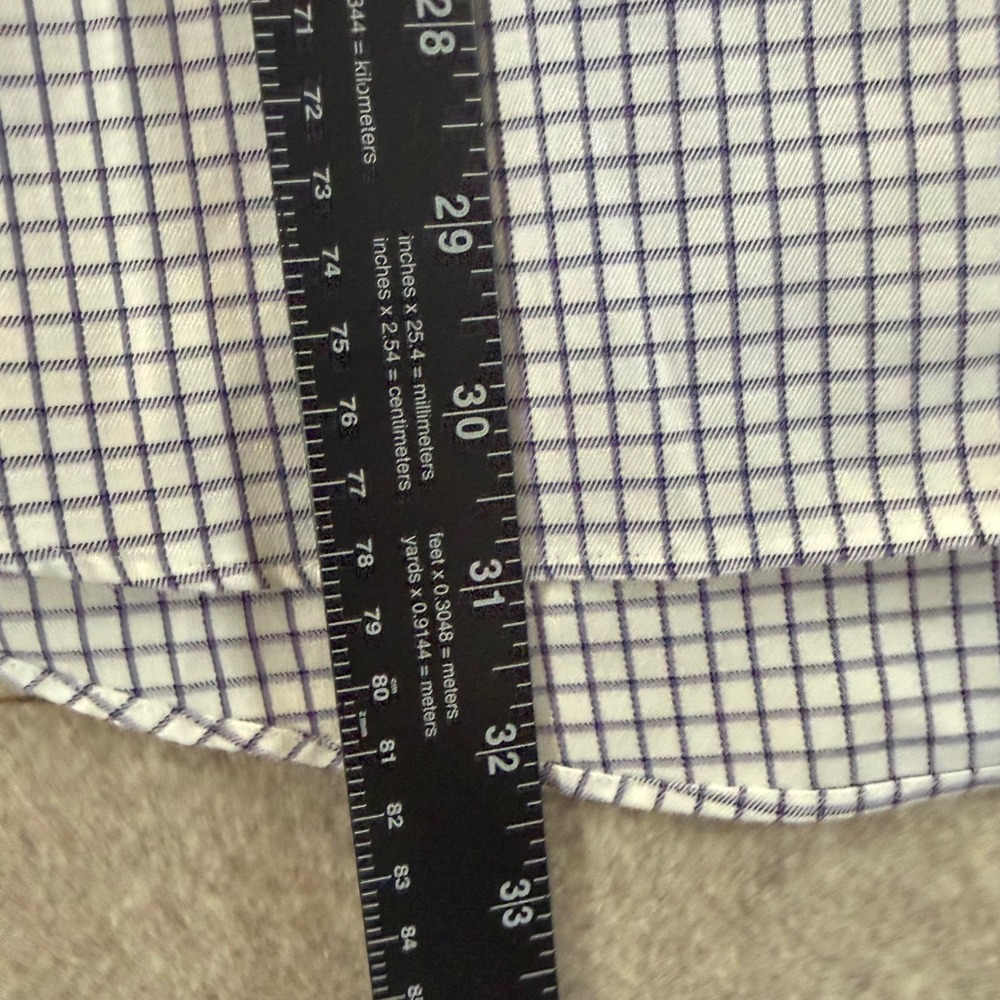 Jos. A. Bank Dress Shirt 17.5 34 1905 Tailored Fit Non-Iron Purple Check 0466 - Picture 6 of 8